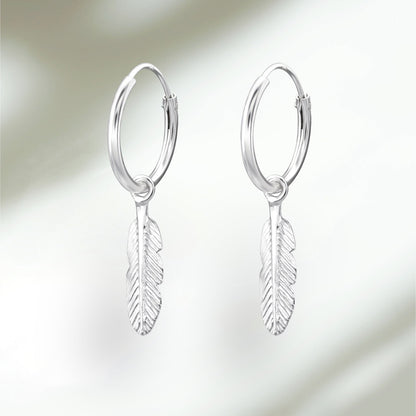 Feather Hoop Earrings